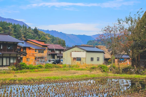 Novembro 2013 Prefeitura Gifu Shirakawa Vista Aldeia Ainokura Com Casas — Fotografia de Stock