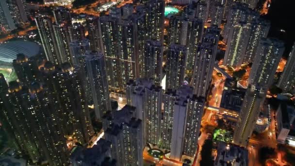 Noční Pohled Čtvrť Hang Hau Tseung Kwan Hongkong Dubna 2022 — Stock video