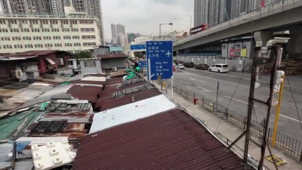 Hong Kong Yau Tei April 2022 Rooftops Wholesale Fruit Market — Stock Video