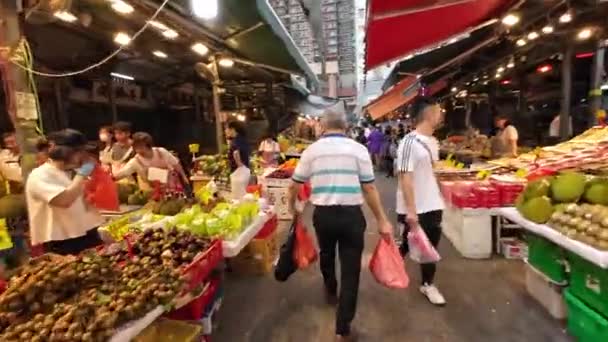 Hong Kong Yau Tei 2022 Április Gyümölcspiac Hong Kongban — Stock videók