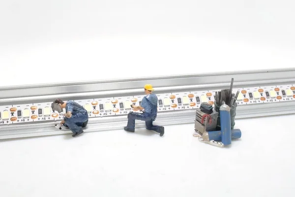 Instalación Lámpara Pared Led Electricista Conectar — Foto de Stock
