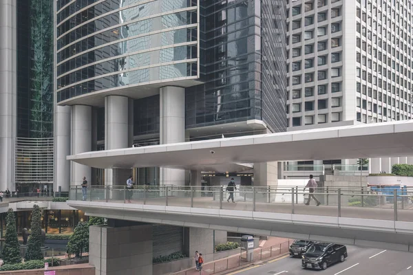 stock image pedestrian transition over busy street, central, hk April 26 2023