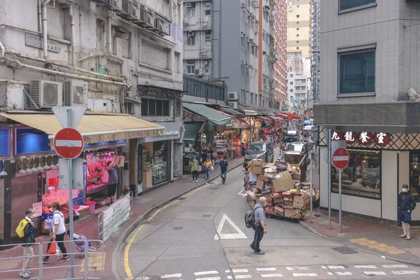 stock image cityscape view with famous trams at Wan Chai district April 26 2023