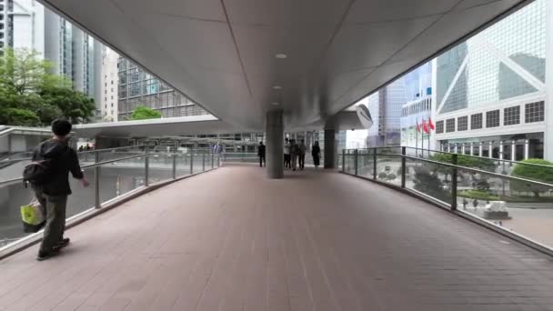 Pedestre Passarela Central Hong Kong Abril 2023 — Vídeo de Stock