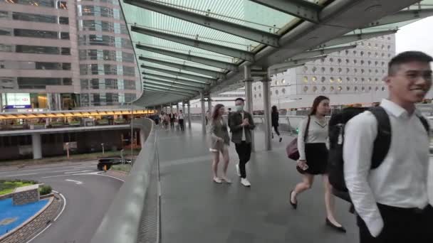 Pedestre Passarela Central Hong Kong Abril 2023 — Vídeo de Stock