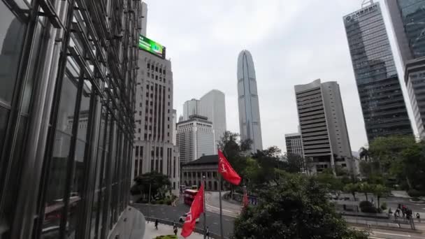 Σύγχρονα Κτίρια Ουρανοξύστη Γραφείων Στο Χονγκ Κονγκ Απριλίου 2023 — Αρχείο Βίντεο