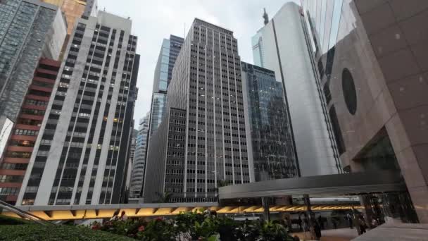 Moderna Hongkong Kontor Skyskrapa Byggnader April 2023 — Stockvideo