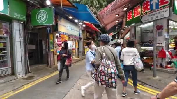 Busy Street Junction Wan Chai Wet Market Hong Kong April — Stock video