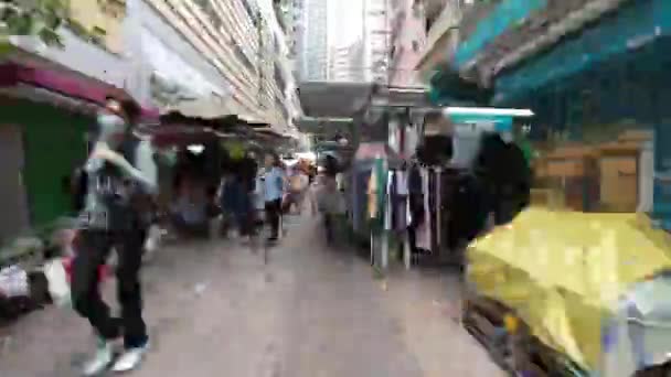Busy Street Junction Wan Chai Wet Market Hong Kong Abril — Vídeo de stock