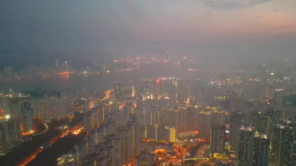 Dystrykt Kwun Tong Smogu Zachodzie Słońca Hong Kong Kwietnia 2023 — Wideo stockowe
