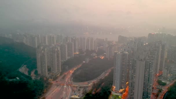 Район Квун Тонг Смоге Закате Гонконг Апреля 2023 Года — стоковое видео