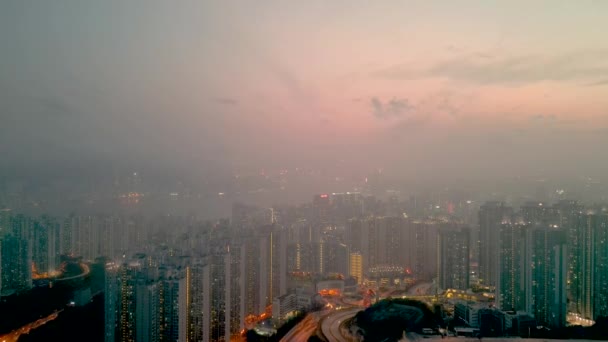 Kwun Tong Distrito Smog Pôr Sol Hong Kong Abril 2023 — Vídeo de Stock