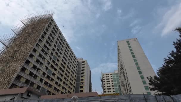 Shek Lei Estate Building Being Demolished Hong Kong April 2023 — Stock video