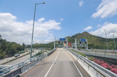 Heung yuen wai otoyolunun manzarası, Hong Kong 4 Mayıs 2023