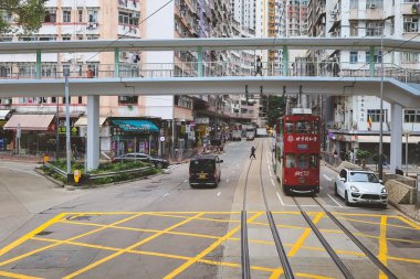 Tram 'da, Shau Kei Wan sokak manzarası, hk 10 Mayıs 2023