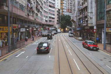 Tram 'da, Shau Kei Wan sokak manzarası, hk 10 Mayıs 2023