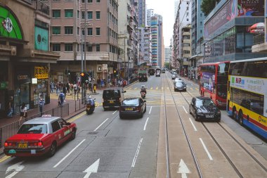 Tram 'da, Shau Kei Wan sokak manzarası, hk 10 Mayıs 2023