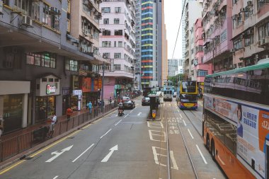 Tram 'da, Shau Kei Wan sokak manzarası, hk 10 Mayıs 2023