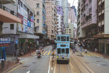 Tram 'da, Shau Kei Wan sokak manzarası, hk 10 Mayıs 2023