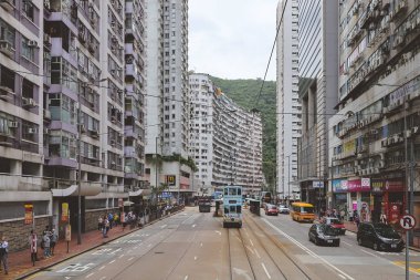 Tram 'da, Quarry Bay Sokağı manzarası, hk 10 Mayıs 2023
