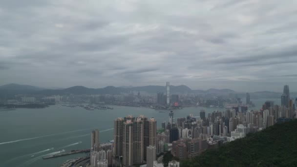 Districtul Central Vest Peisajul Orașului Victoria Harbor Din Hong Kong — Videoclip de stoc