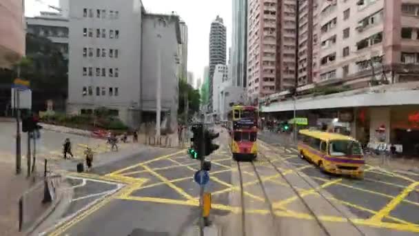 Tram Sai Wan Caddesi Manzarası Mayıs 2023 — Stok video