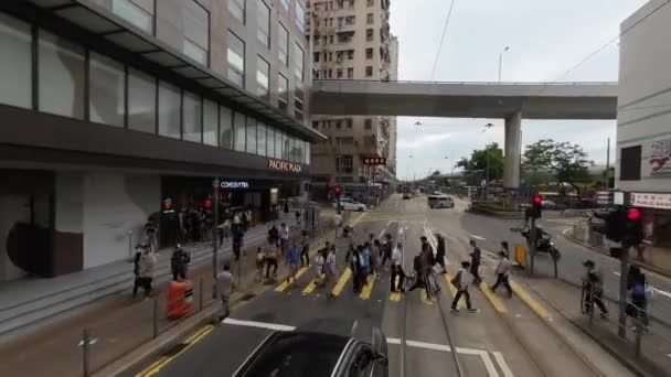Трамвае Вид Улицу Сай Ван Мая 2023 Года — стоковое видео
