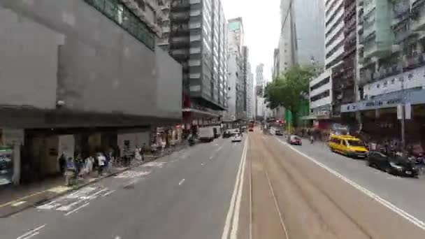 Bonde Vista Paisagem Rua Wan Chai Maio 2023 — Vídeo de Stock