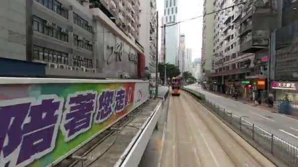 Tramway Vue Sur Paysage Rue Wan Chai Mai 2023 — Video