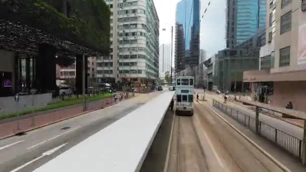 Hong Kong Mai 2023 Tramway Vue Sur Rue King Hong — Video