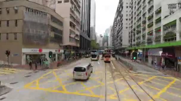 2023年5月10日 在电车上 香港景区英皇道街景 — 图库视频影像