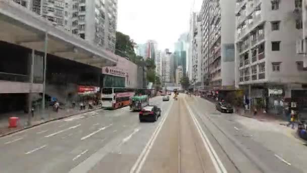 2023年5月10日 在电车上 香港景区英皇道街景 — 图库视频影像