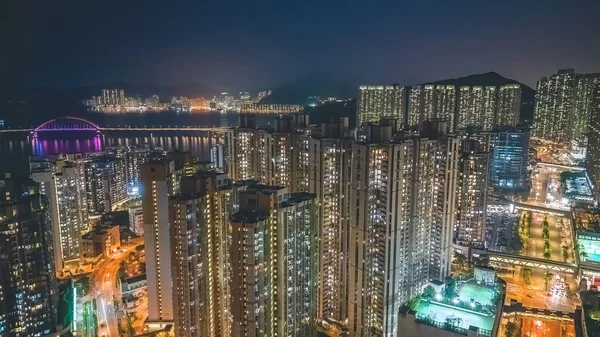 Νυχτερινή Άποψη Των Κτιρίων Κατοικιών Στην Περιοχή Hang Hau Χονγκ — Φωτογραφία Αρχείου