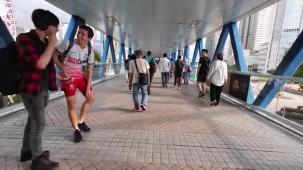Most Dla Pieszych Strefie Biznesowej Hong Kongu Maja 2023 — Wideo stockowe