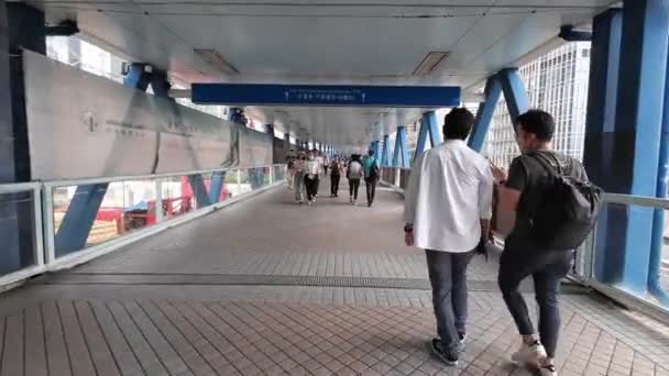 Puente Peatonal Zona Negocios Hong Kong Mayo 2023 — Vídeos de Stock