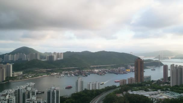 Widok Kanał Rambler Tsuen Wan Maja 2023 — Wideo stockowe