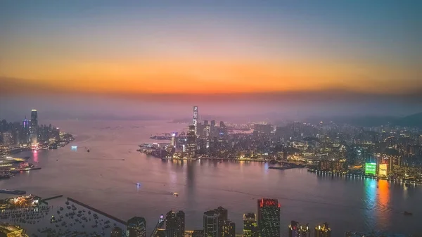 Kowloon Cityscape Widok Czerwonego Palnika Szczyt Maja 2023 — Zdjęcie stockowe