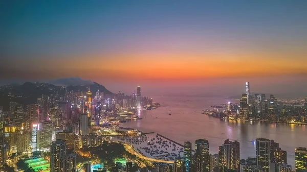 Hong Kong Cityscape Widok Czerwonego Palnika Szczyt Maja 2023 — Zdjęcie stockowe