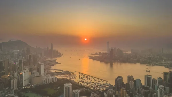 Paisaje Urbano Hong Kong Vista Desde Red Incense Burner Summit — Foto de Stock