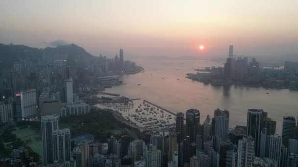 Hong Kong Cityscape Zicht Vanaf Red Wierook Burner Summit Mei — Stockvideo