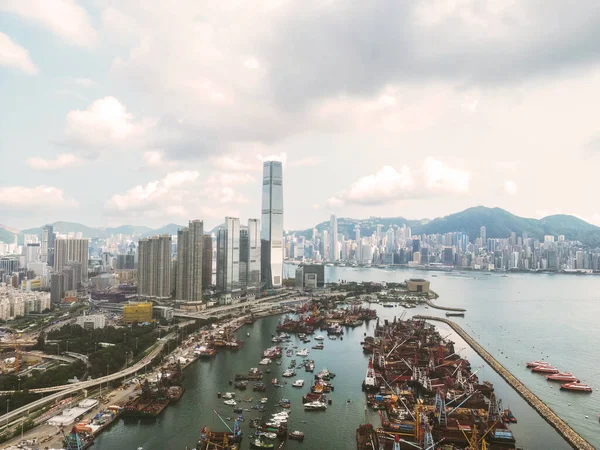 stock image Harbor Haven: Yau Ma Teis Tranquil Typhoon Shelter, June 3 2023