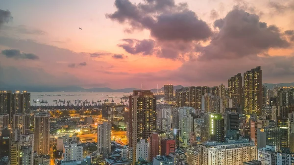 Város Kaleidoszkóp Yau Tsim Mong Vibráns Városi Faliszőnyeg 2023 Június — Stock Fotó