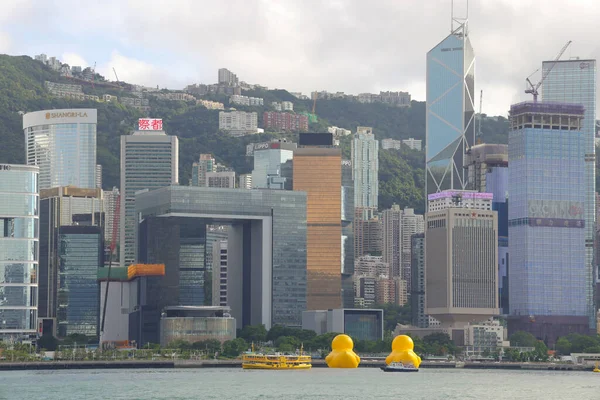 ジャイアント ラバー ダックの作品が2023年6月9日のアドミラルティ プロムナードで香港に戻る — ストック写真