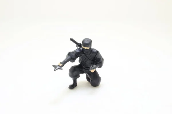 Japon Ninja Heykelciği Beyaz Arkaplanda — Stok fotoğraf