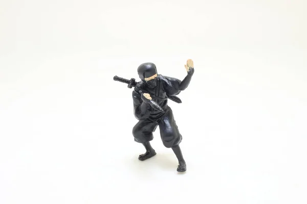 Die Japanische Ninja Figur Auf Weißem Hintergrund — Stockfoto