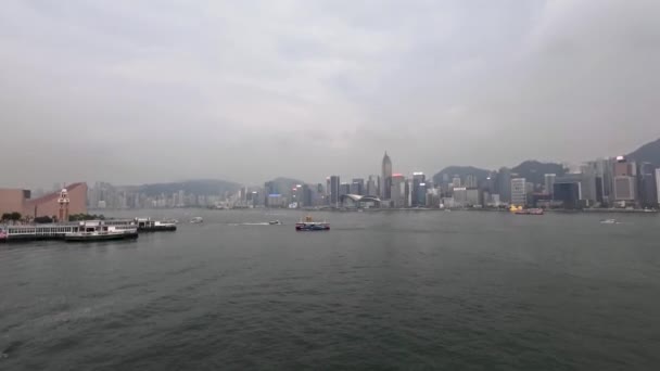 Port Victoria Avec Île Hong Kong Comme Toile Fond Juin — Video