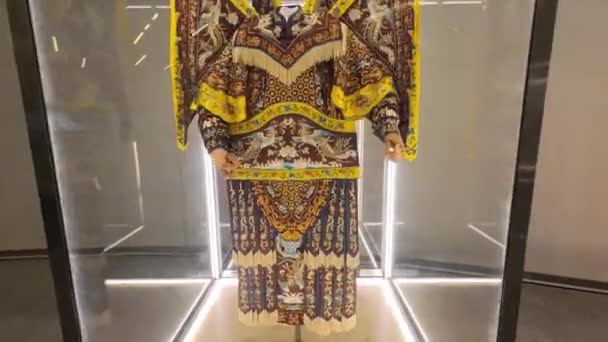 Abbigliamento Elaborato Colorato Indossato Dagli Artisti Nella Tradizionale Opera Cinese — Video Stock