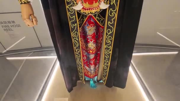 三年六月十五日香港传统戏曲表演者穿的精致艳丽的服装 — 图库视频影像