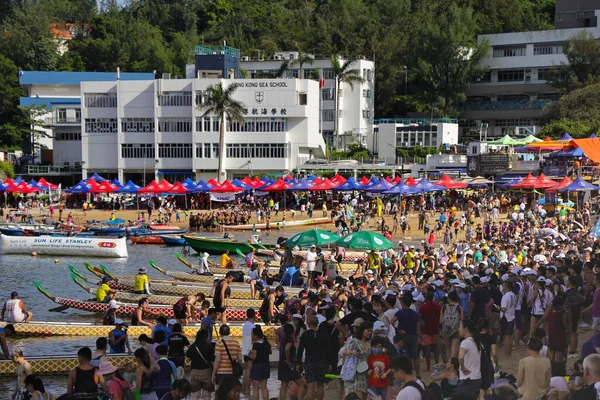 Juin 2023 Course Festival Des Bateaux Dragon Sur Plage Stanley — Photo