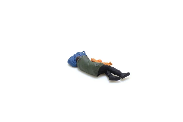 Figura Durmiendo Saco Dormir Fuera Tienda — Foto de Stock